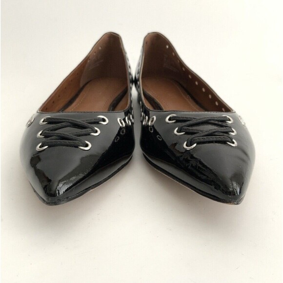 Coach Flats 6M Black All Leather Point-toe Lace-up Front Breathable Grommet - Picture 4 of 12